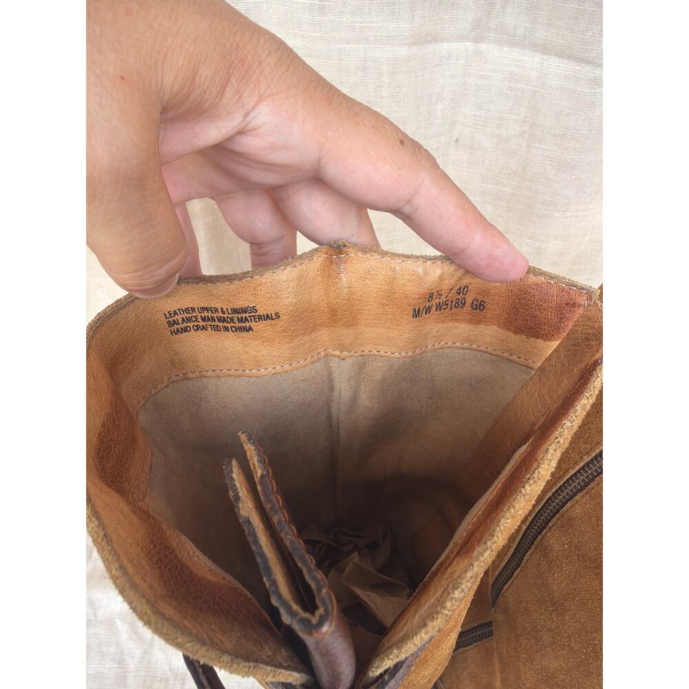 Born Boots 8.5 Brown Leather Suede Two Tone Riding Buckle Equestrian Crown Boret - Picture 8 of 9